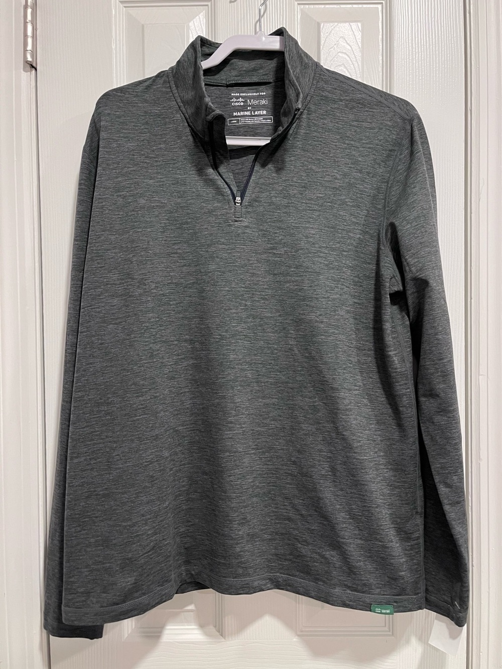 Marine Layer for Cisco Meraki Soft Spun Quarter Zip Size Large Charcoal